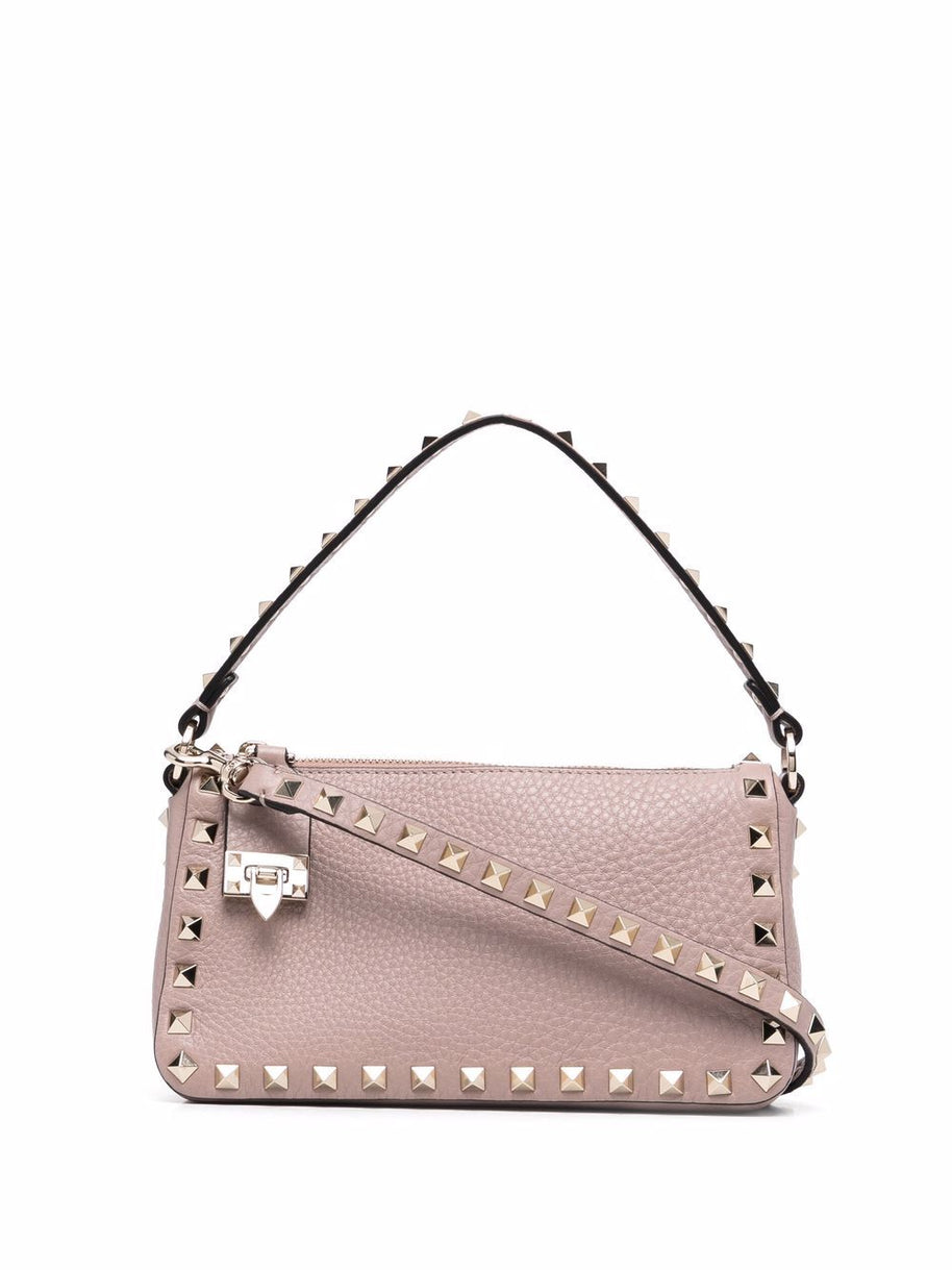 Valentino Garavani Rockstud Small Leather Shoulder Bag - Powder