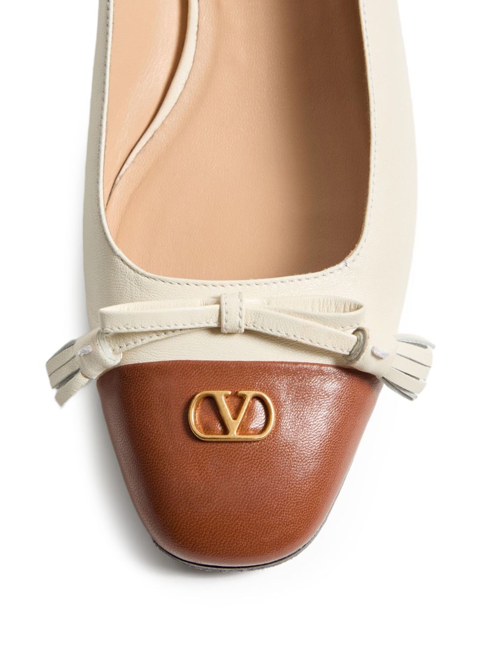 Valentino Garavani Valet Du Roi Leather Ballet Flats - White