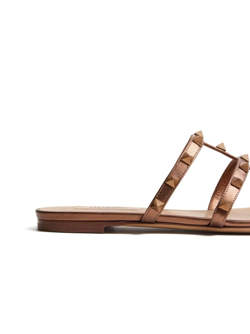 Valentino Garavani Rockstud Leather Flat Sandals - Brown