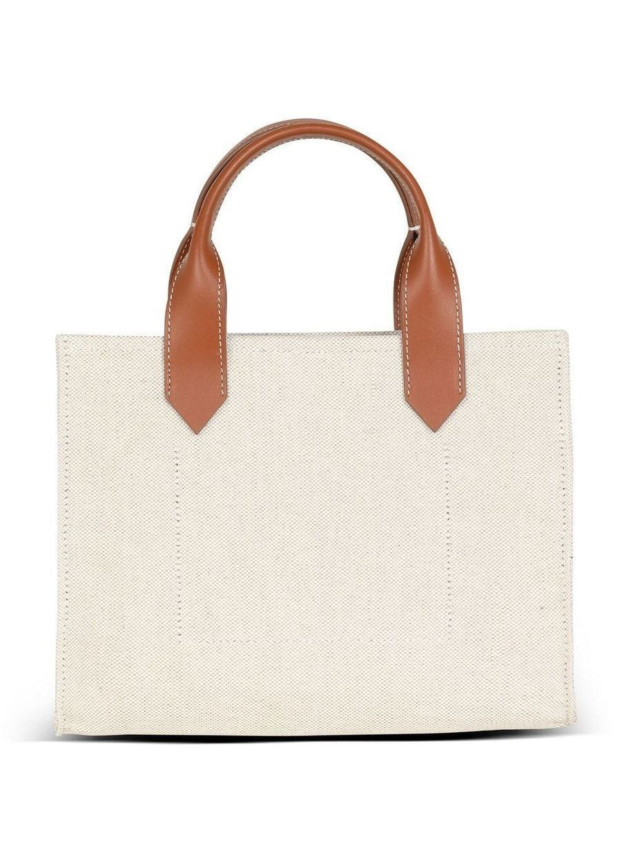 Balmain B-Army Small Canvas Tote - Leather Brown