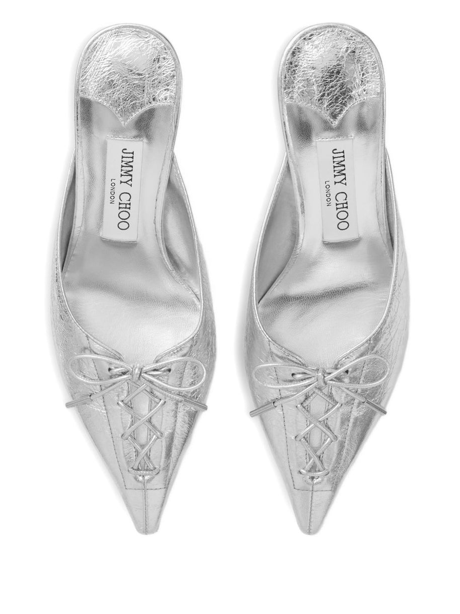 Jimmy Choo Scarlett 50 Leather Mules - Silver