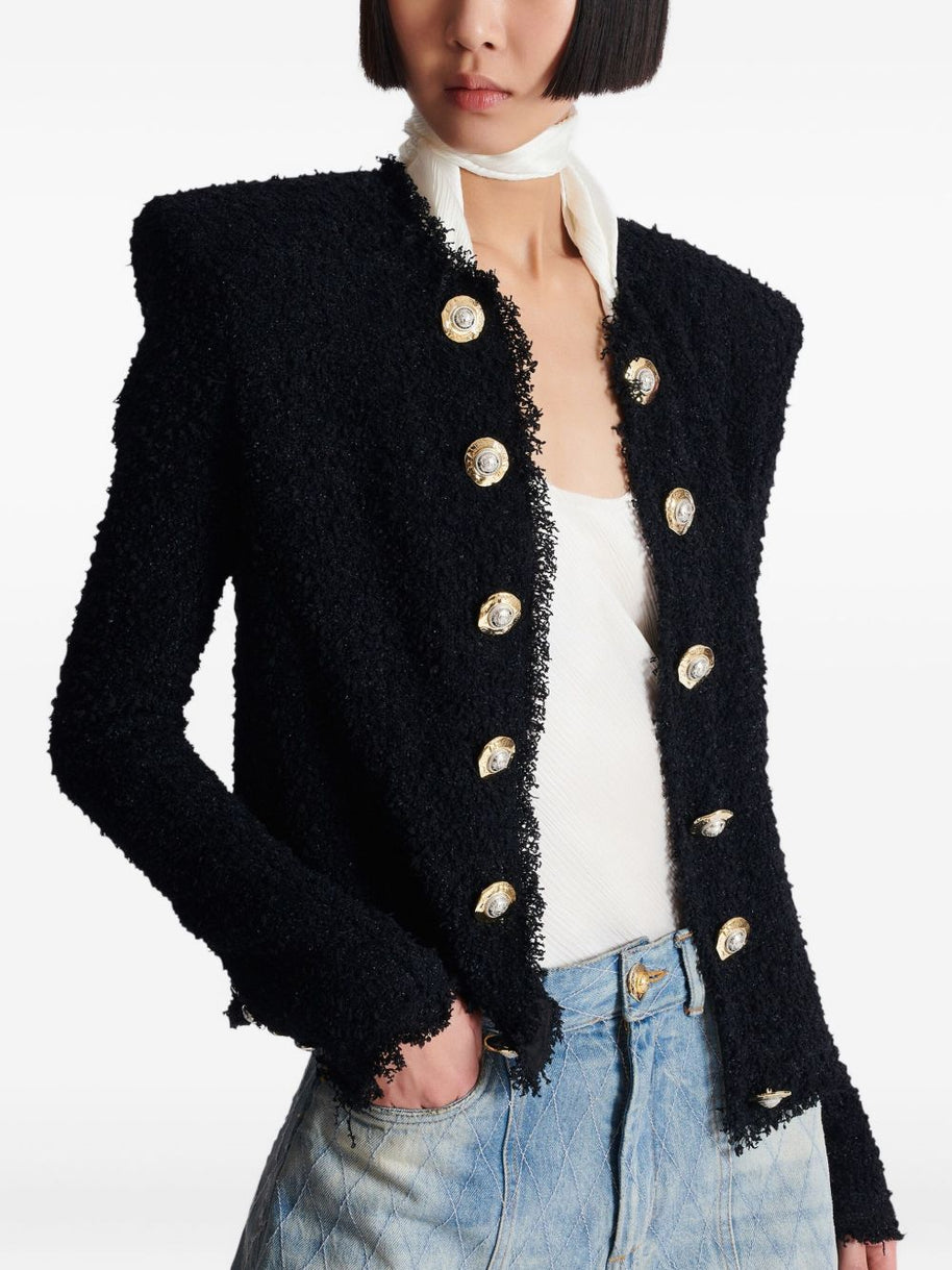 Balmain Tweed Short Jacke - Black