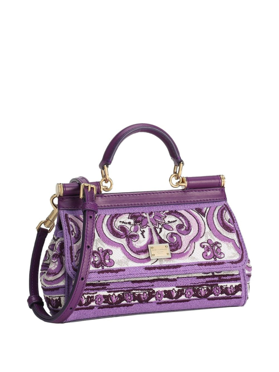 Dolce & Gabbana Majolica Print Sicily Small Leather Handbag
