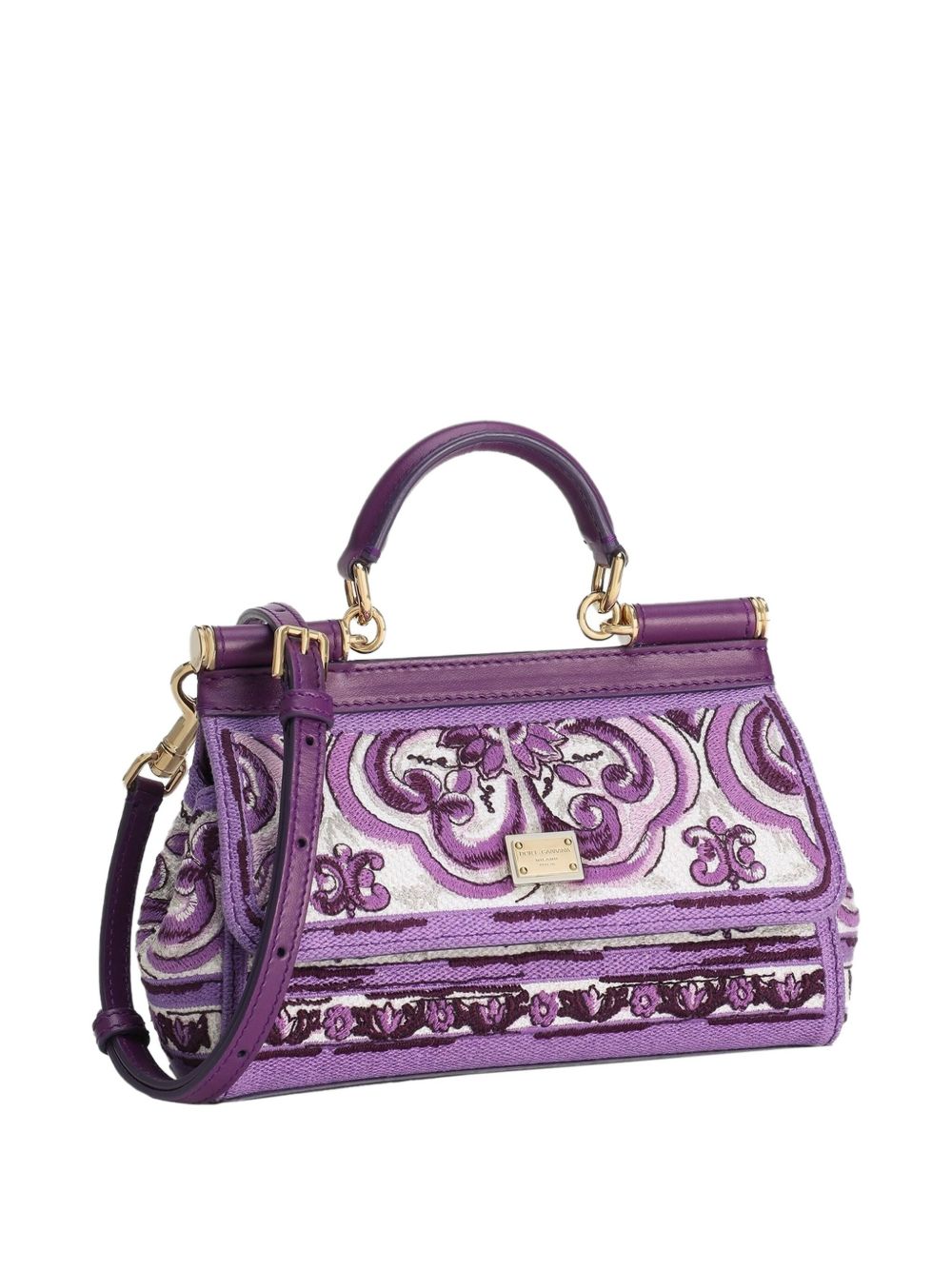 Dolce & Gabbana Majolica Print Sicily Small Leather Handbag