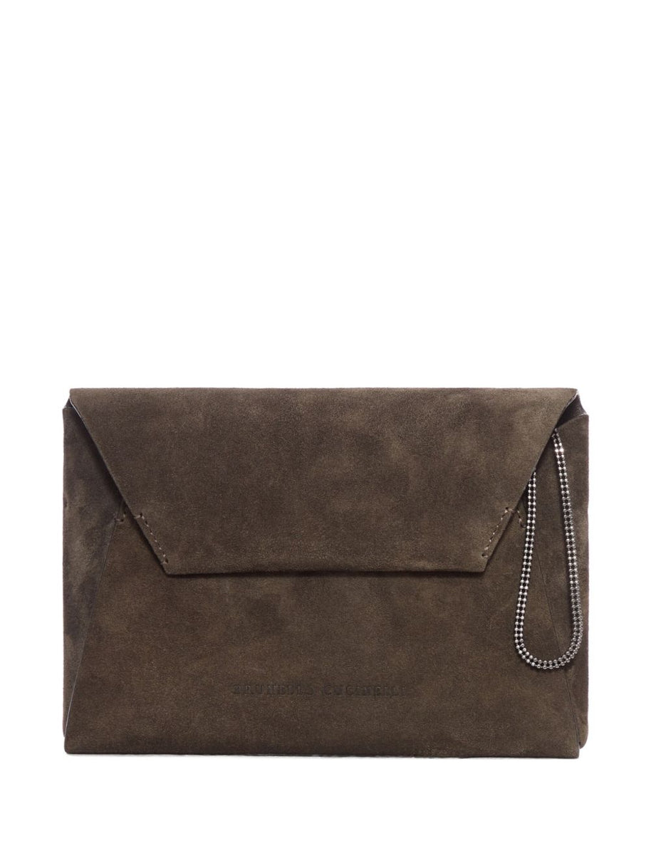 Brunello Cucinelli Suede Envelope Clutch Bag