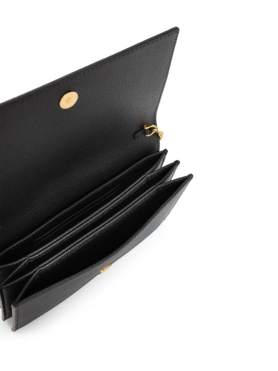 Valentino Garavani VLogo Signature Leather Wallet On Chain - Black