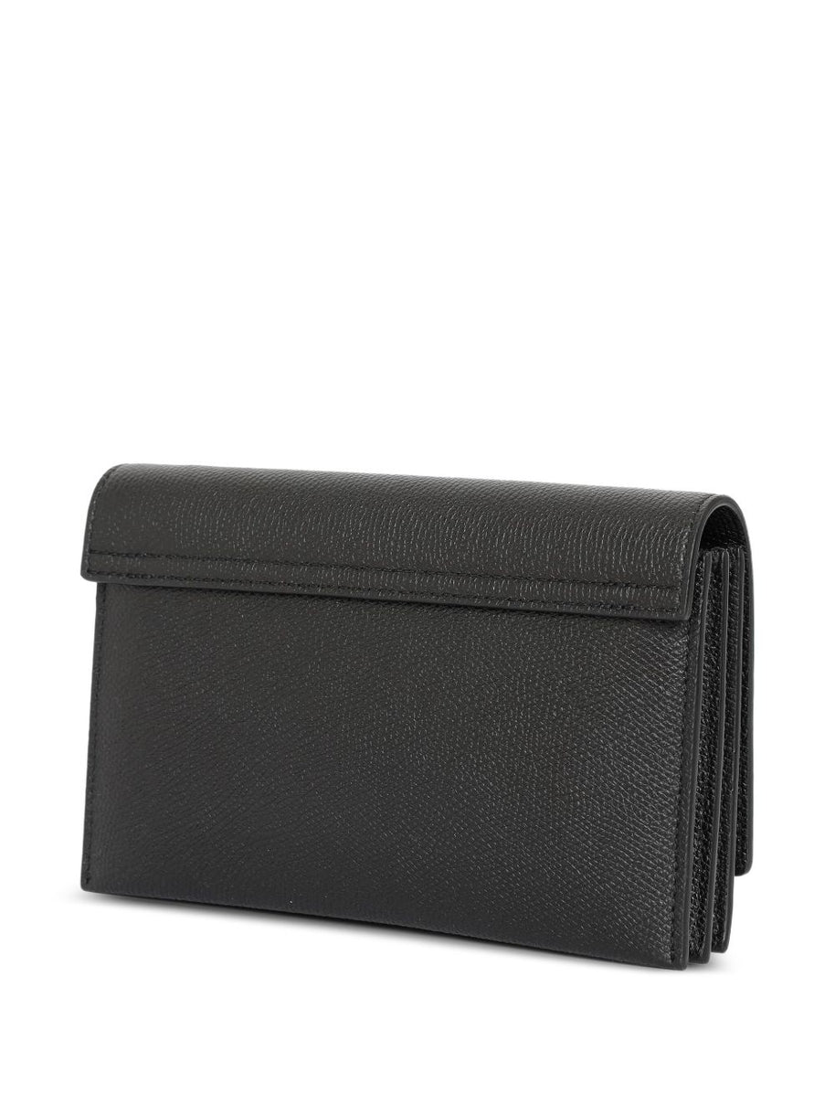 Valentino Garavani VLogo Signature Leather Wallet On Chain - Black