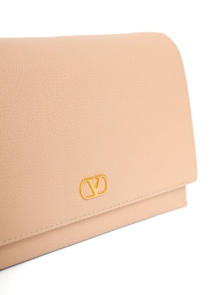 Valentino Garavani VLogo Signature Leather Wallet On Chain - Powder