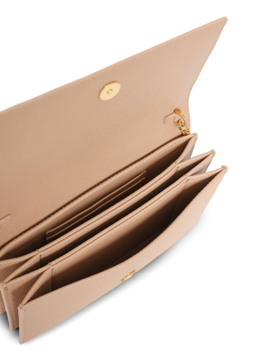 Valentino Garavani VLogo Signature Leather Wallet On Chain - Powder