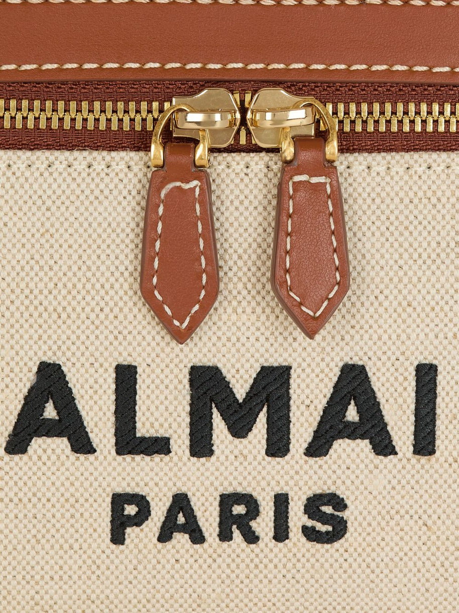 Balmain B-Army Canvas Vanity Case - Leather Brown