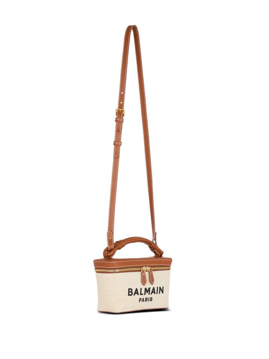 Balmain B-Army Canvas Vanity Case - Leather Brown