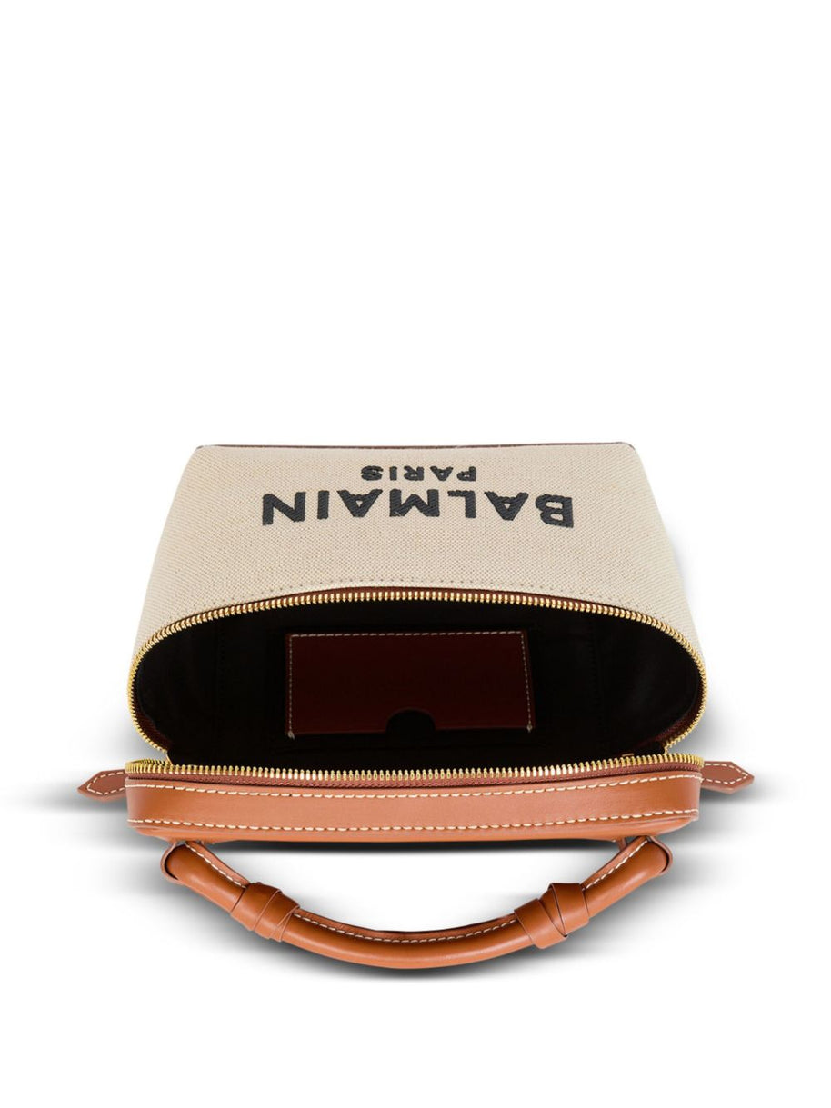 Balmain B-Army Canvas Vanity Case - Leather Brown