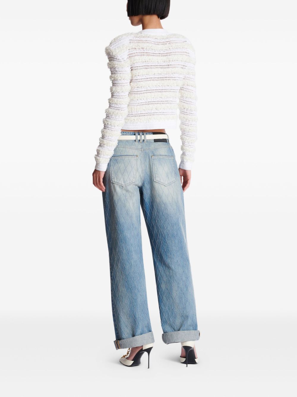 Balmain Tweed Cardigan - White