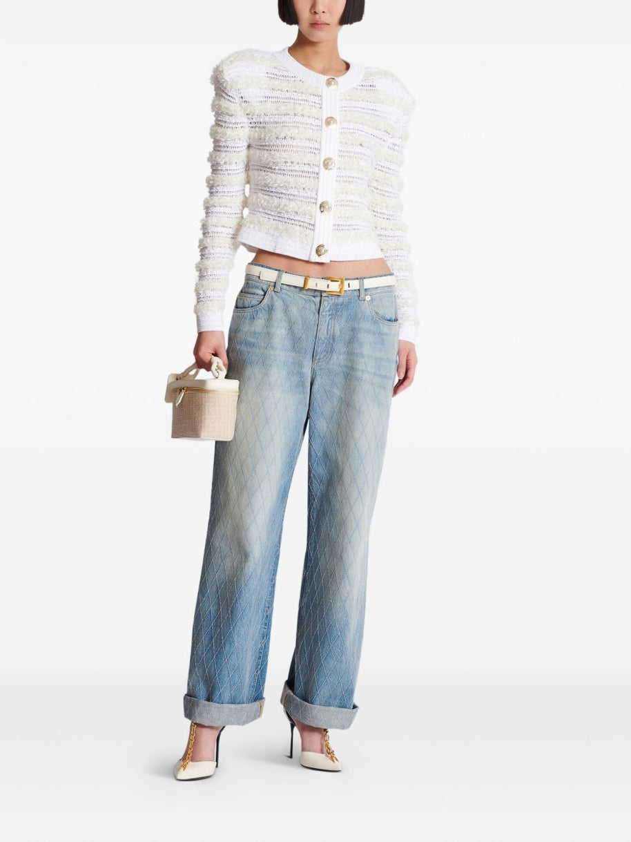 Balmain Tweed Cardigan - White