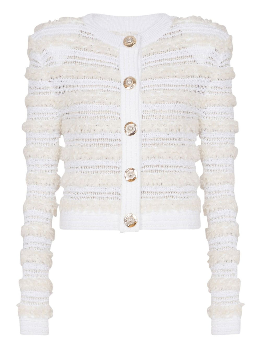 Balmain Tweed Cardigan - White
