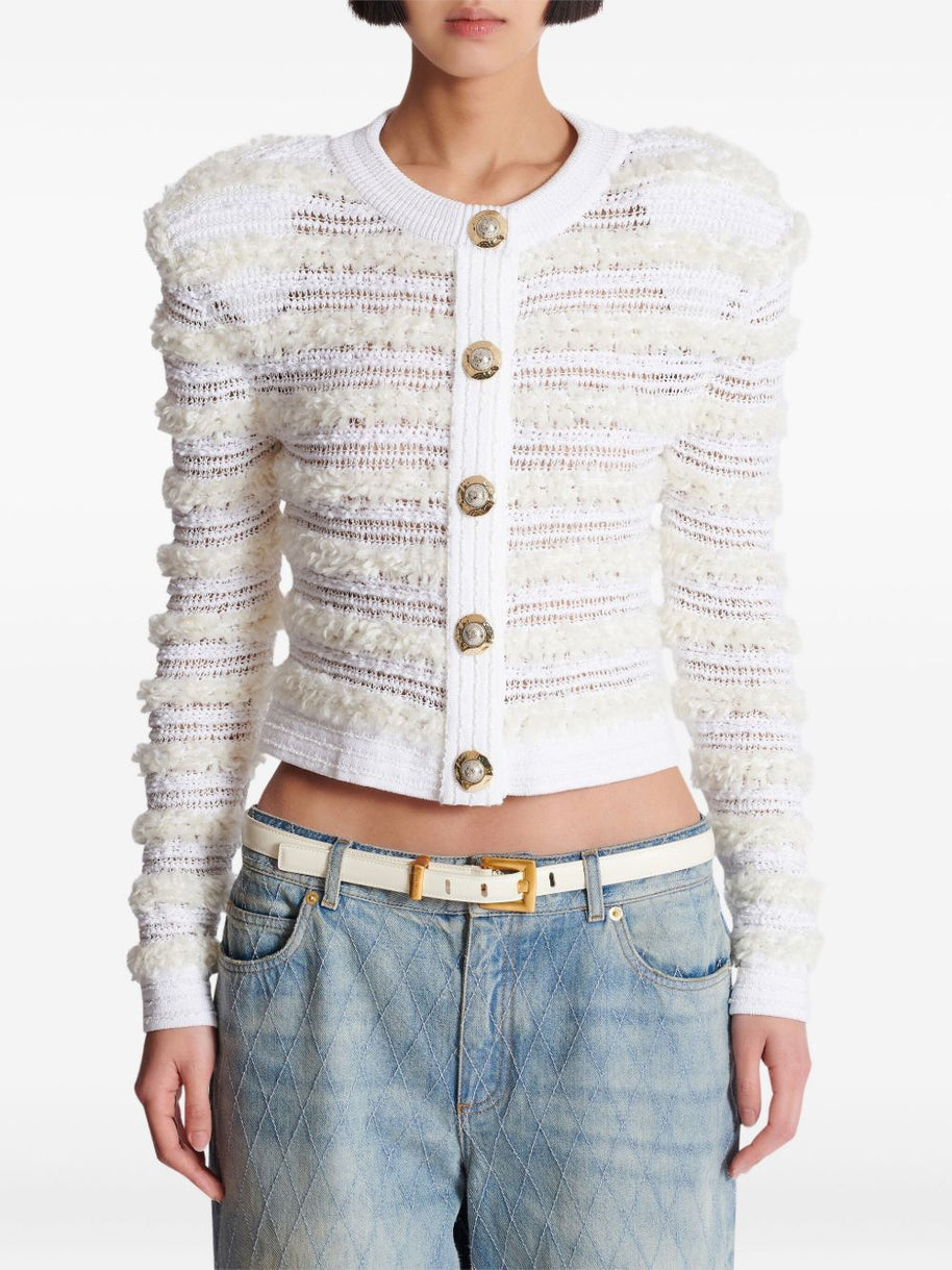 Balmain Tweed Cardigan - White