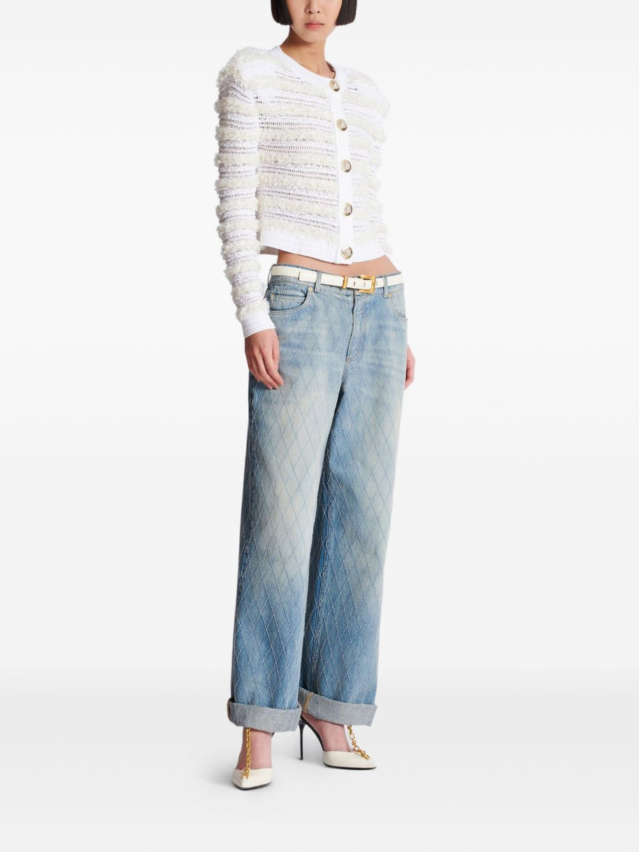 Balmain Tweed Cardigan - White