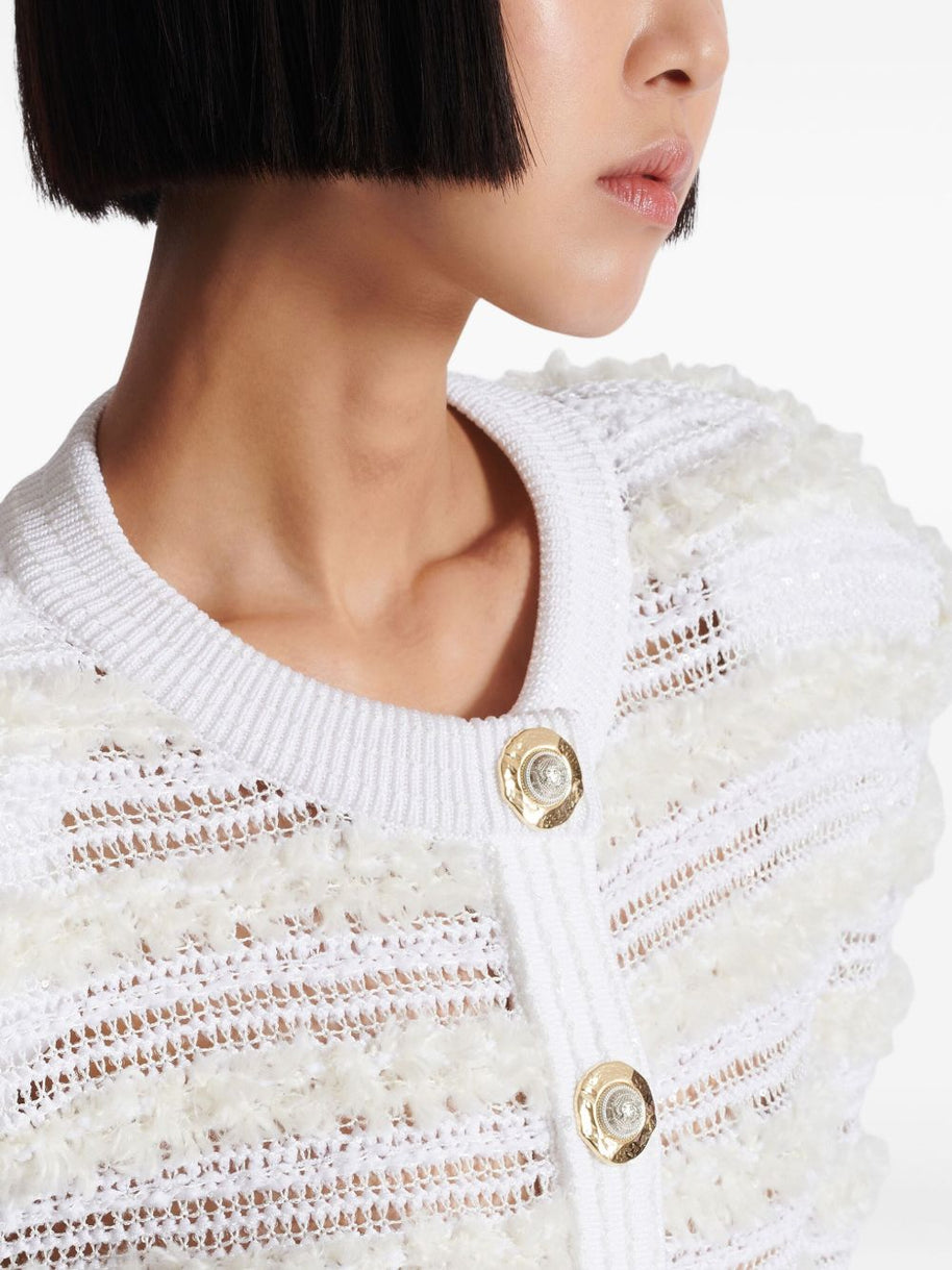 Balmain Tweed Cardigan - White