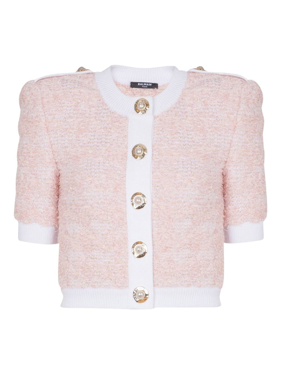 Balmain Tweed Cardigan - Pink