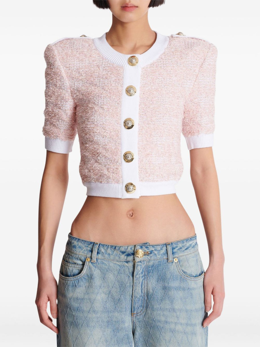 Balmain Tweed Cardigan - Pink