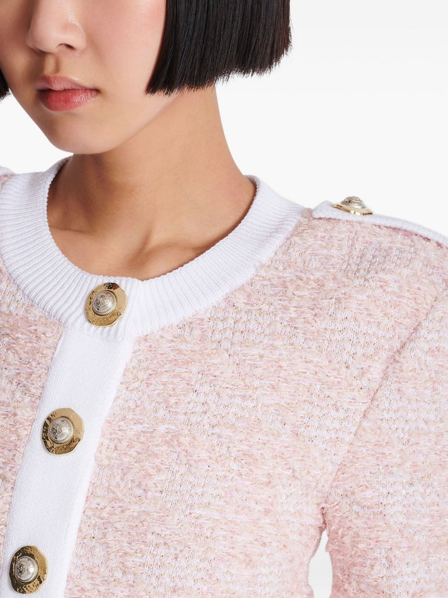 Balmain Tweed Cardigan - Pink