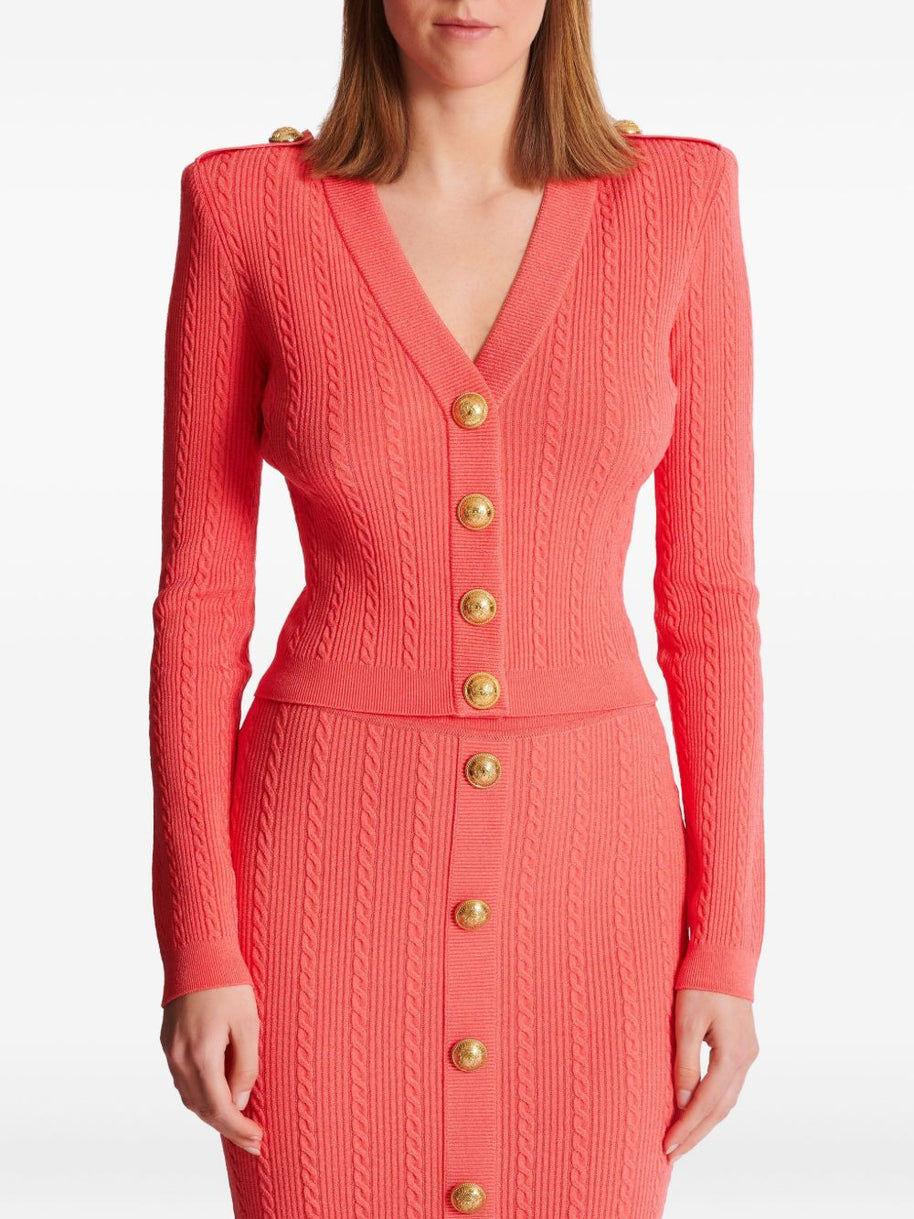 Balmain V-necked Cardigan - Orange