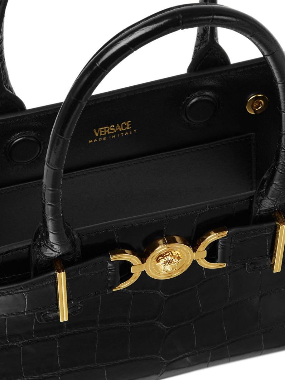 Versace La Medusa '95 Small Leather Tote - Black