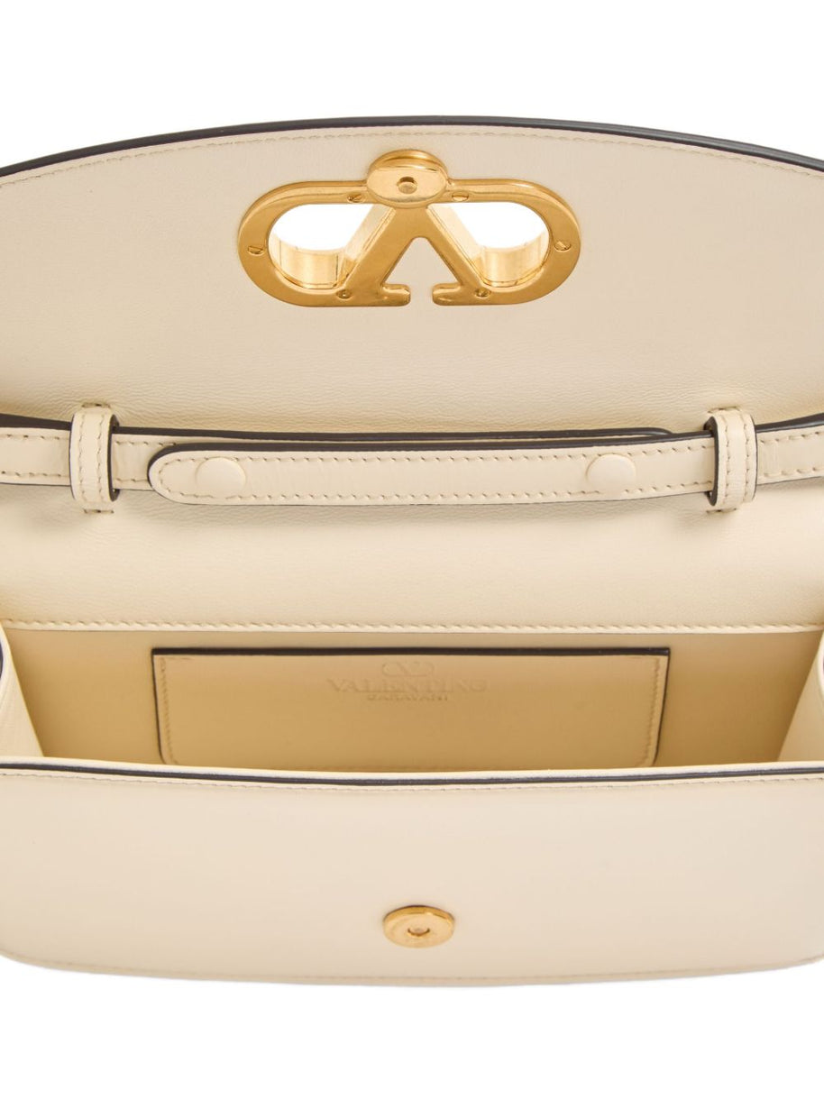 Valentino Garavani VLogo Signature Detail Vain Small Leather Clutch Bag - White