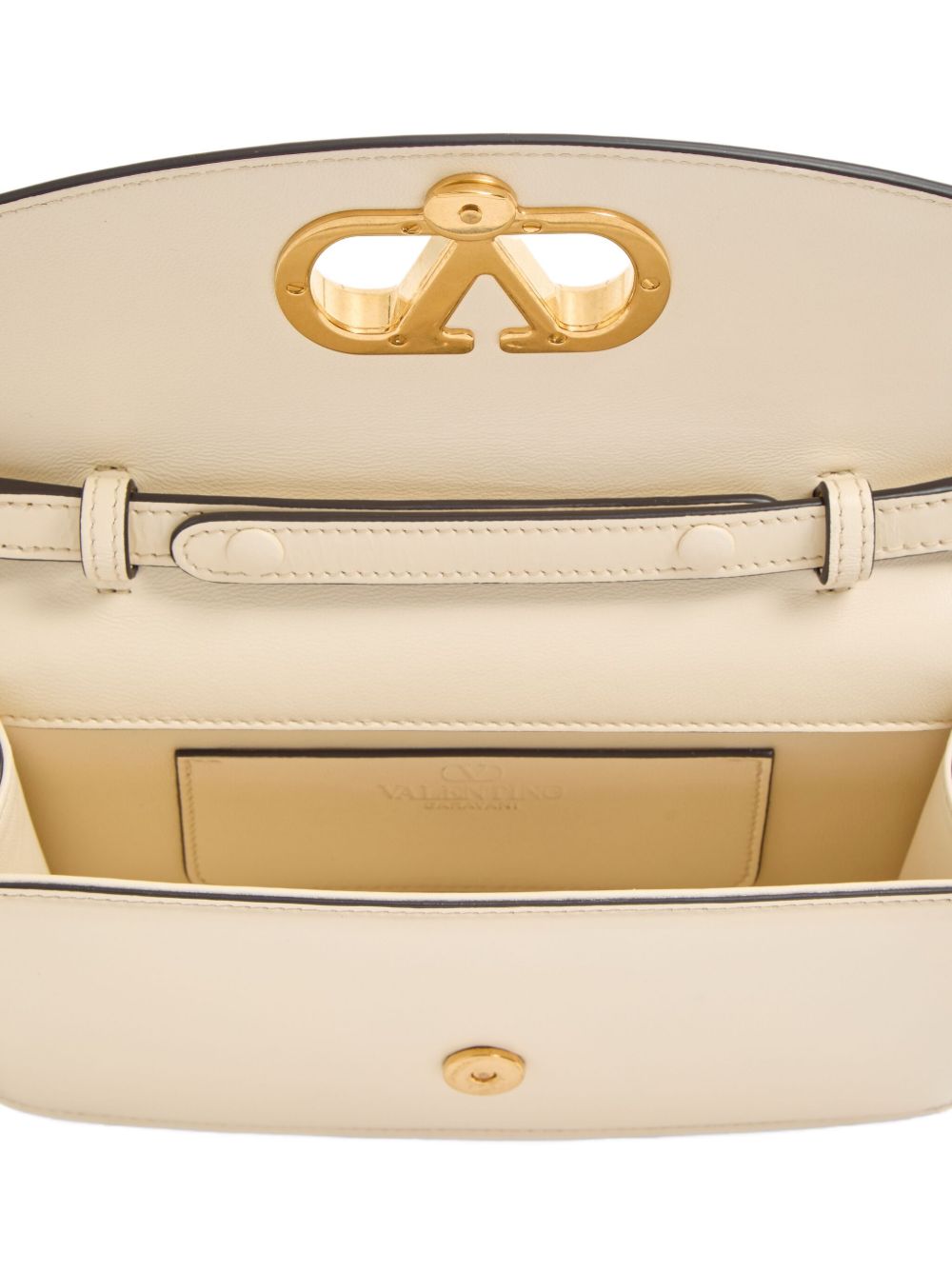 Valentino Garavani VLogo Signature Detail Vain Small Leather Clutch Bag - White
