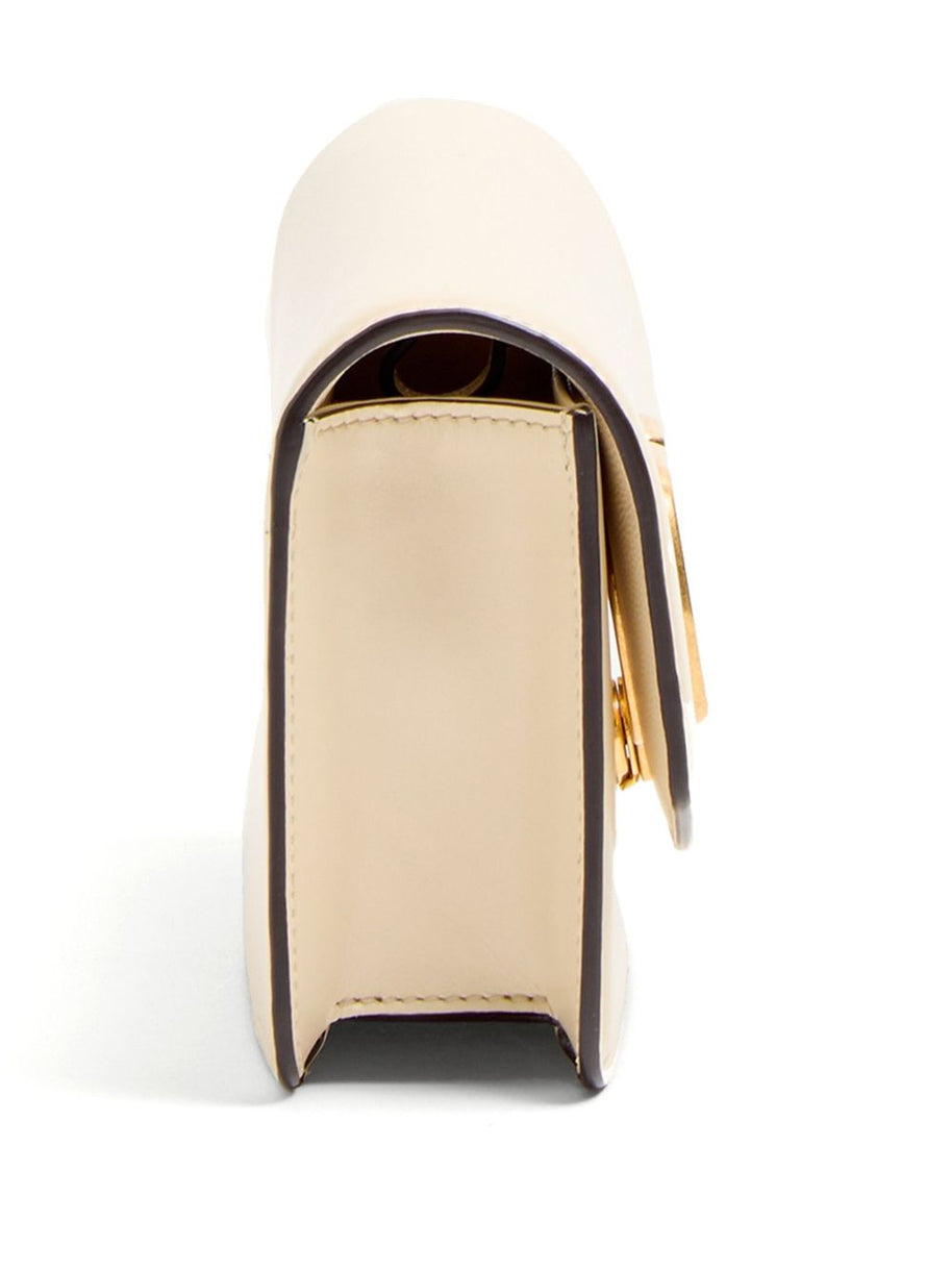 Valentino Garavani VLogo Signature Detail Vain Small Leather Clutch Bag - White