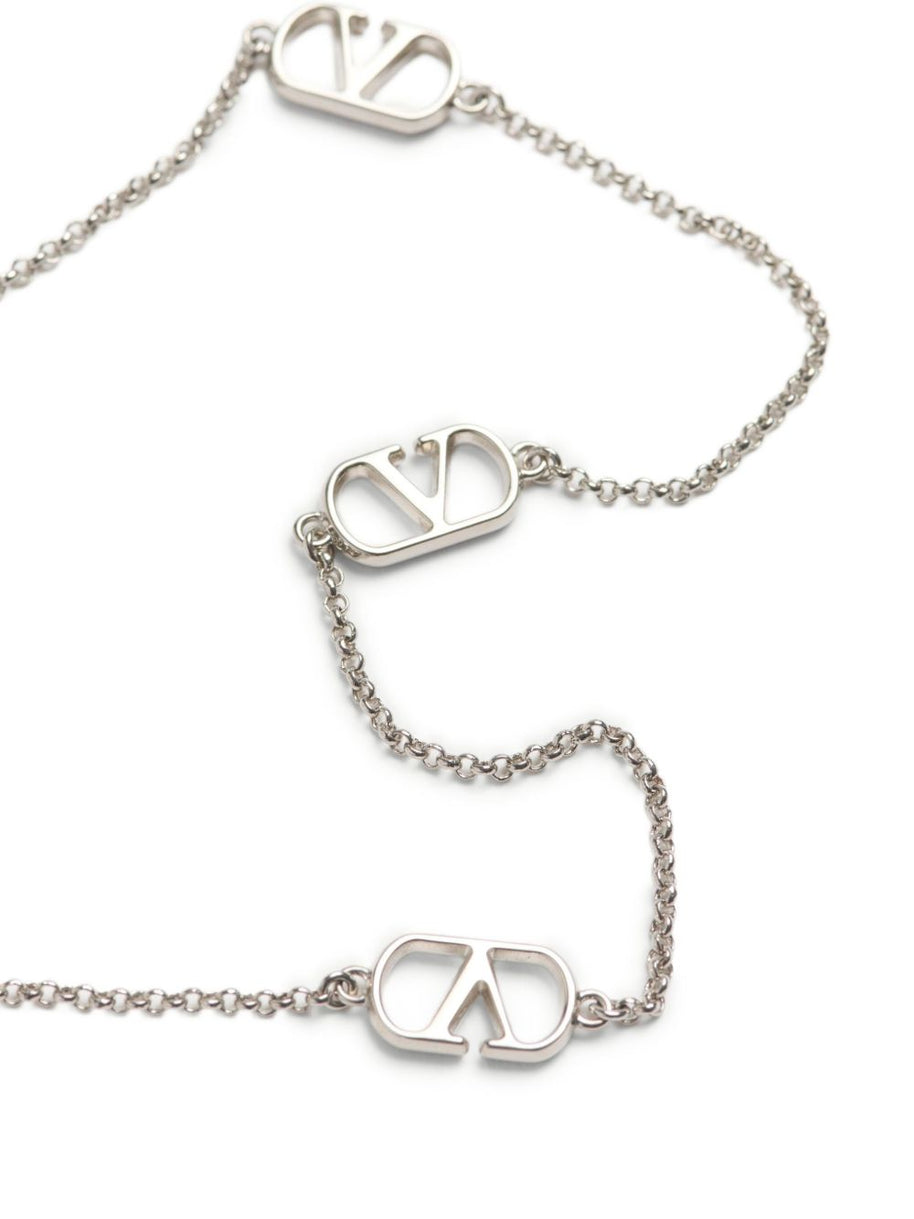 Valentino Garavani VLogo Signature Necklace With Swarowski Pearls - Silver