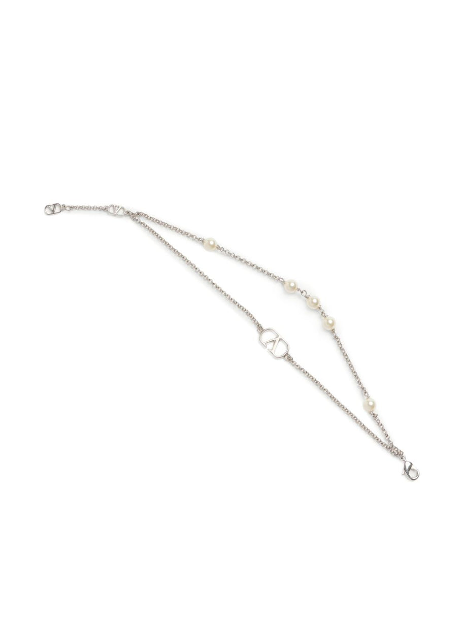 Valentino Garavani VLogo Bracelet With Swarowski Pearls - Silver