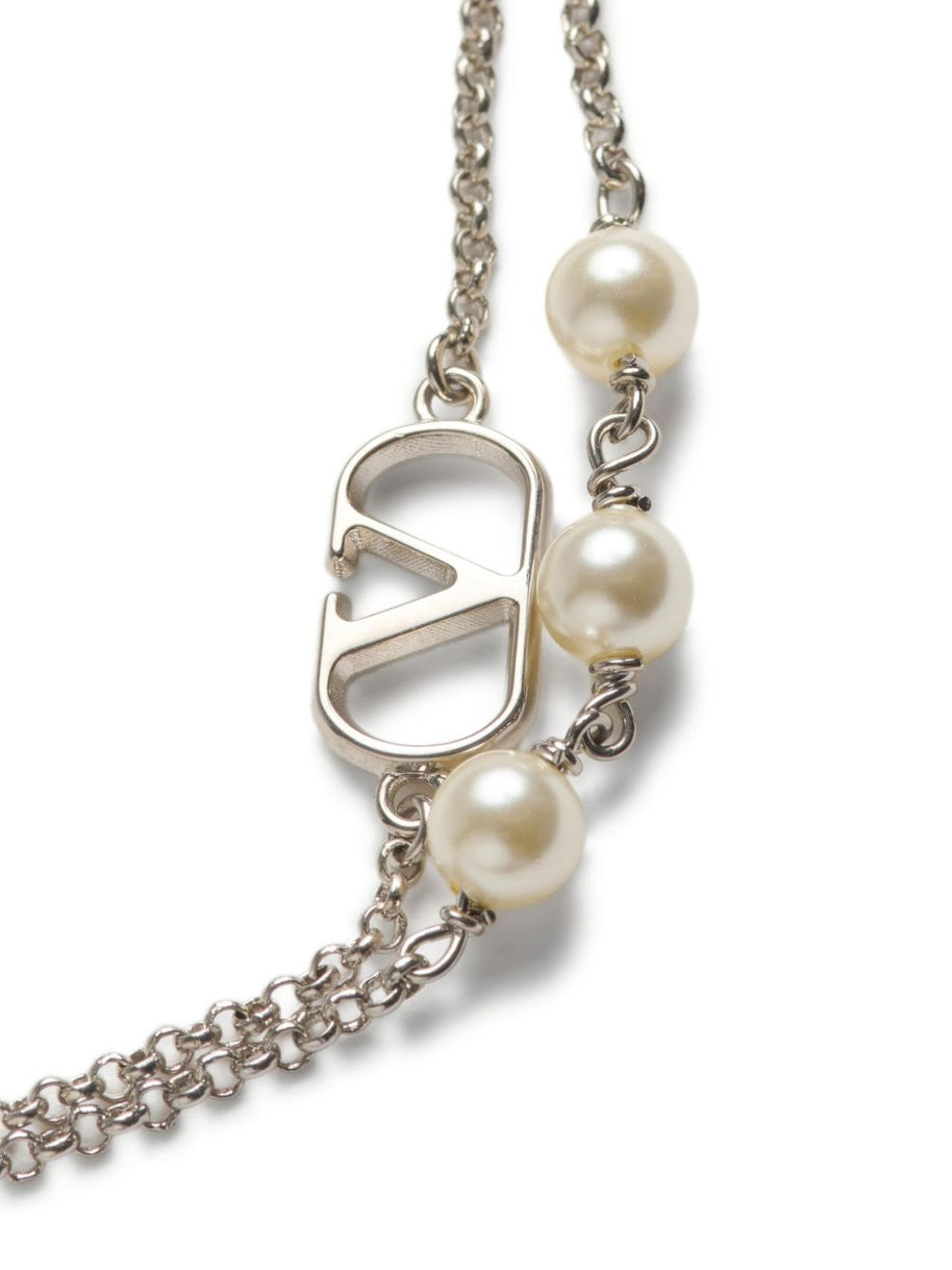 Valentino Garavani VLogo Bracelet With Swarowski Pearls - Silver