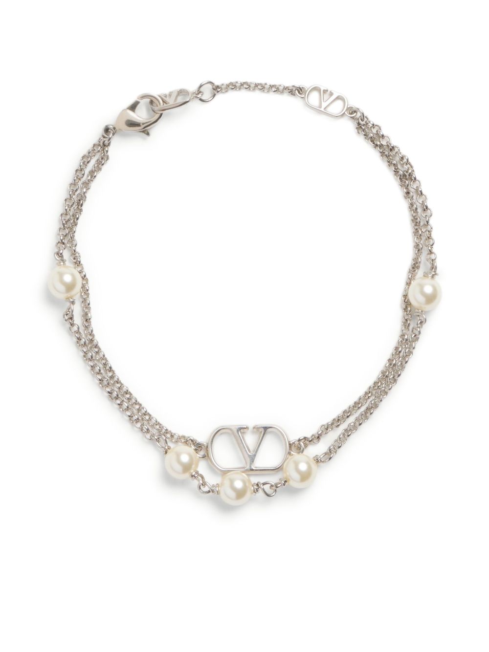 Valentino Garavani VLogo Bracelet With Swarowski Pearls - Silver