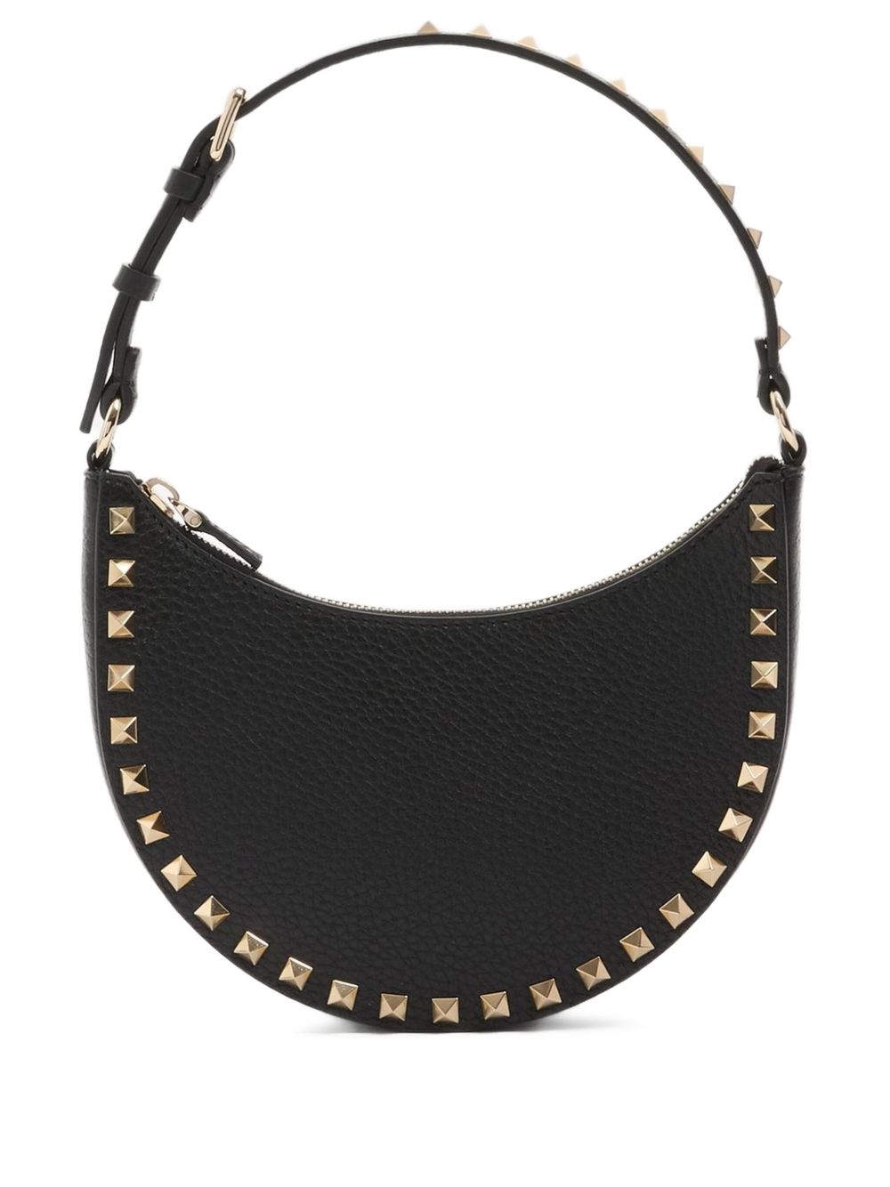 Valentino Garavani Hobo Rockstud Leather Mini Bag - Black