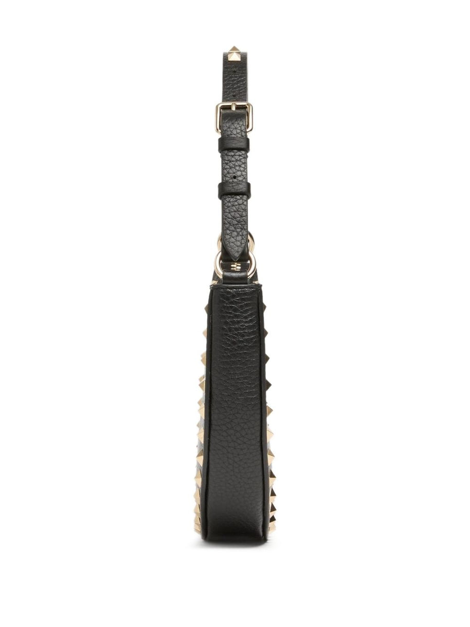 Valentino Garavani Hobo Rockstud Leather Mini Bag - Black