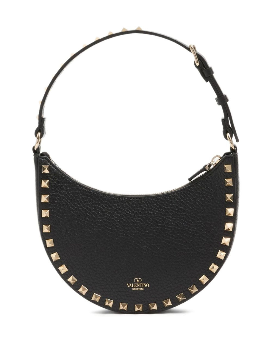 Valentino Garavani Hobo Rockstud Leather Mini Bag - Black