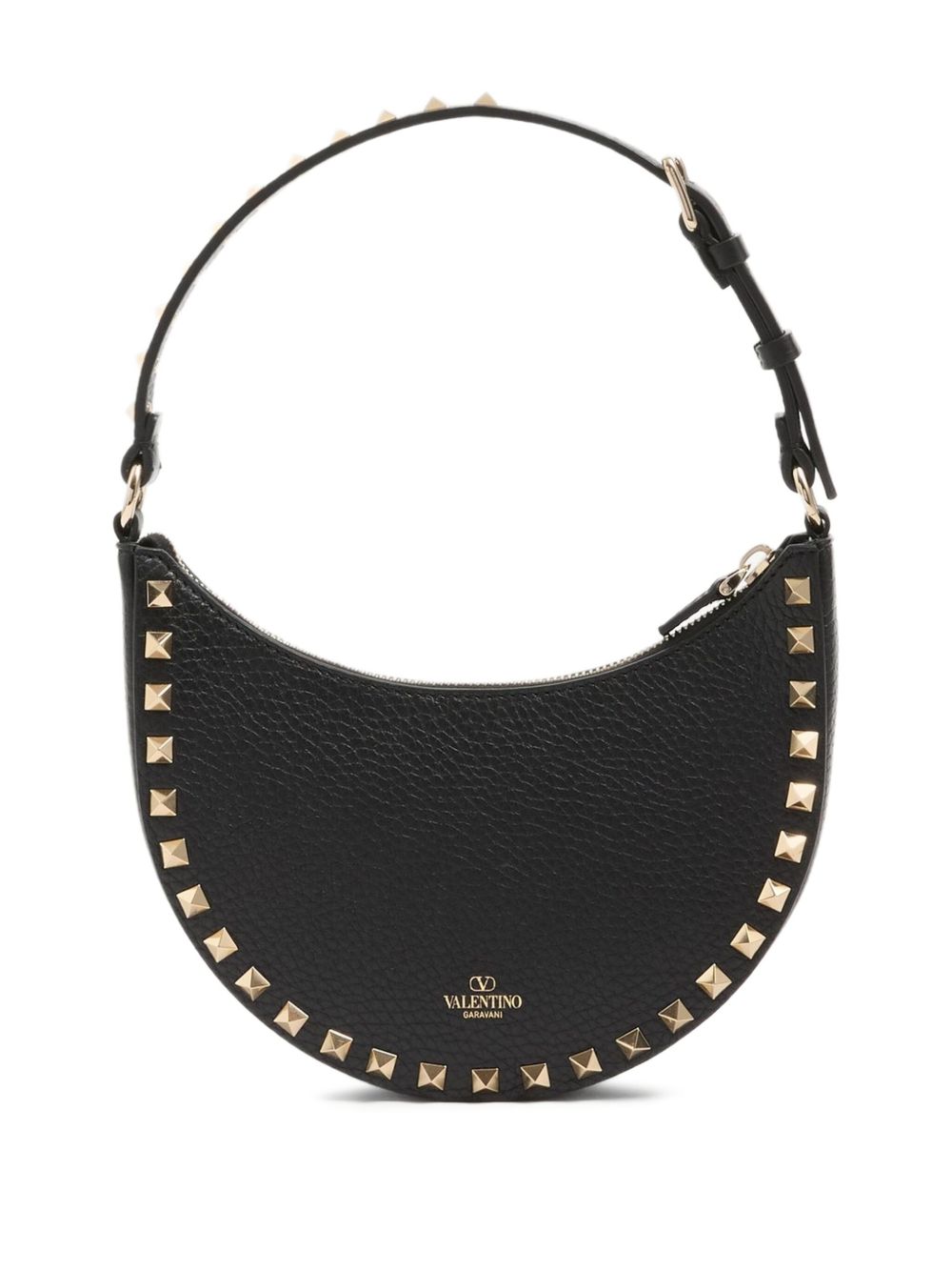 Valentino Garavani Hobo Rockstud Leather Mini Bag - Black