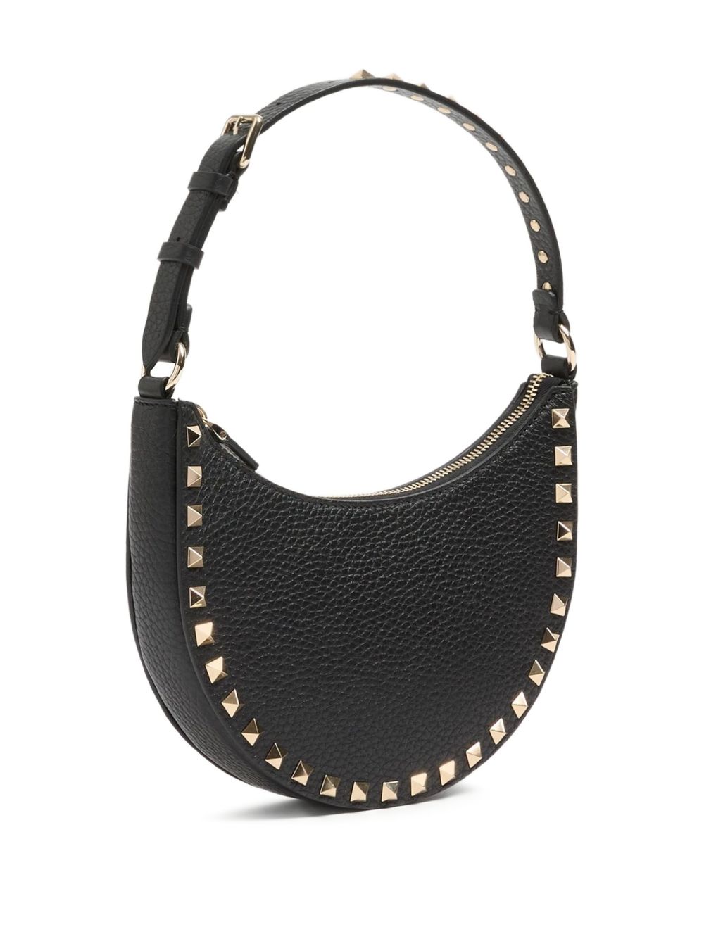 Valentino Garavani Hobo Rockstud Leather Mini Bag - Black