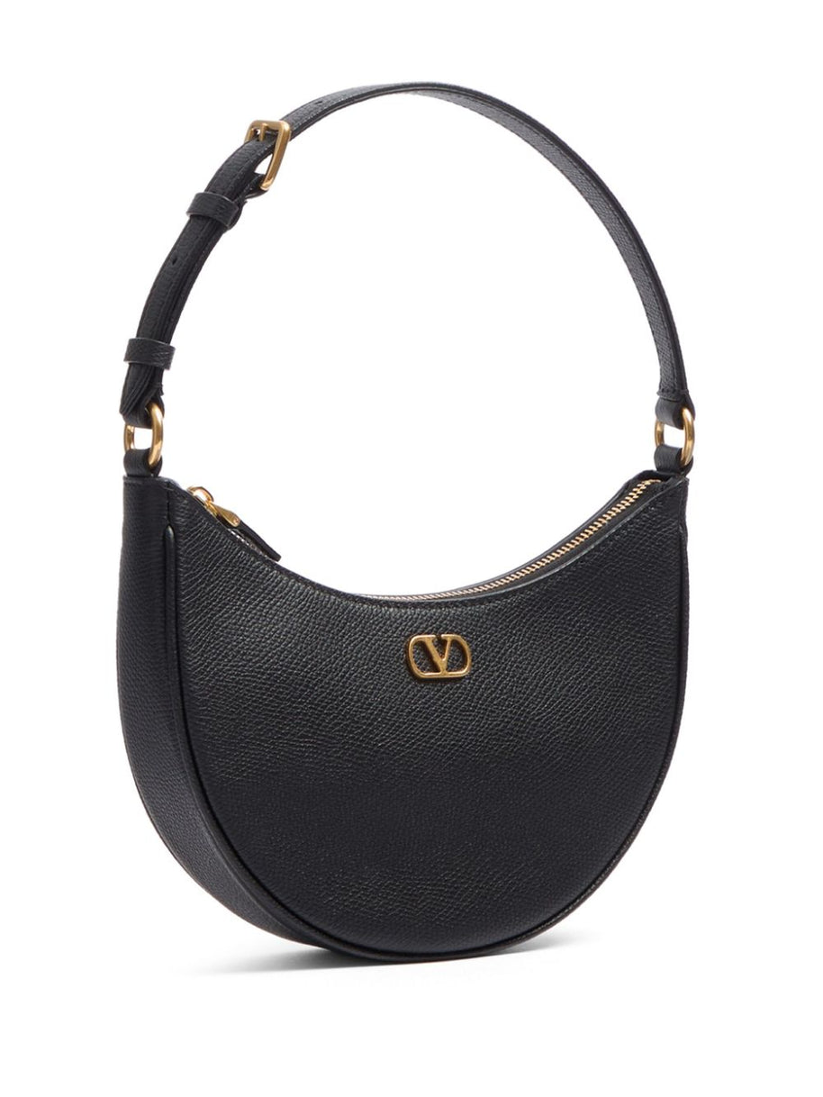 Valentino Garavani VLogo Signature Mini Leather Hobo Bag - Black