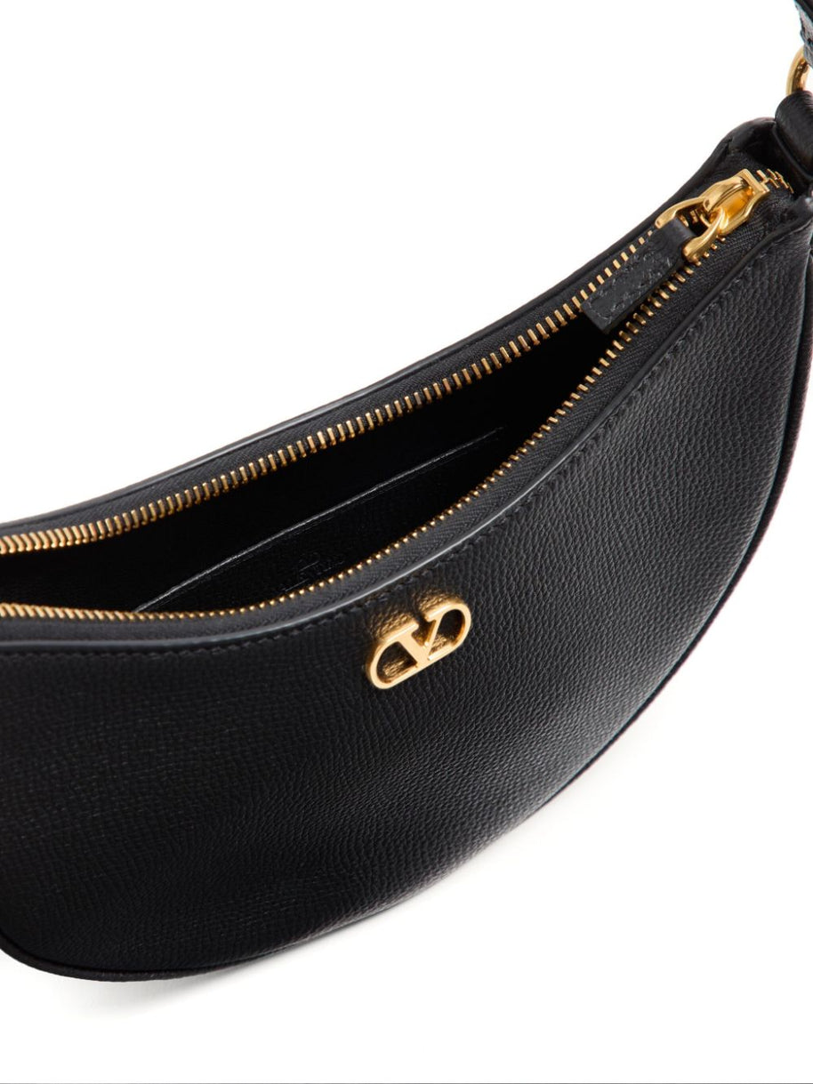 Valentino Garavani VLogo Signature Mini Leather Hobo Bag - Black