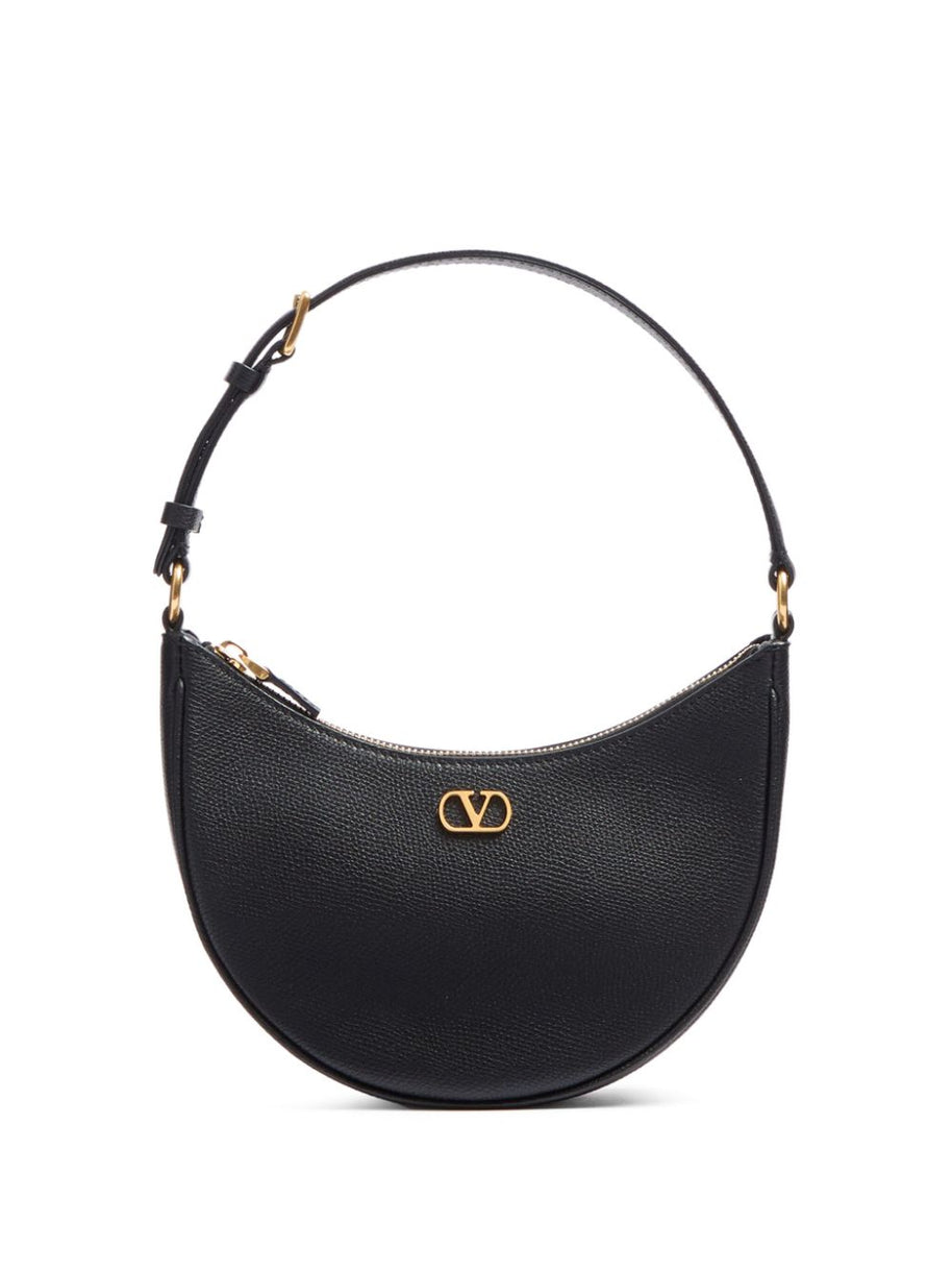 Valentino Garavani VLogo Signature Mini Leather Hobo Bag - Black
