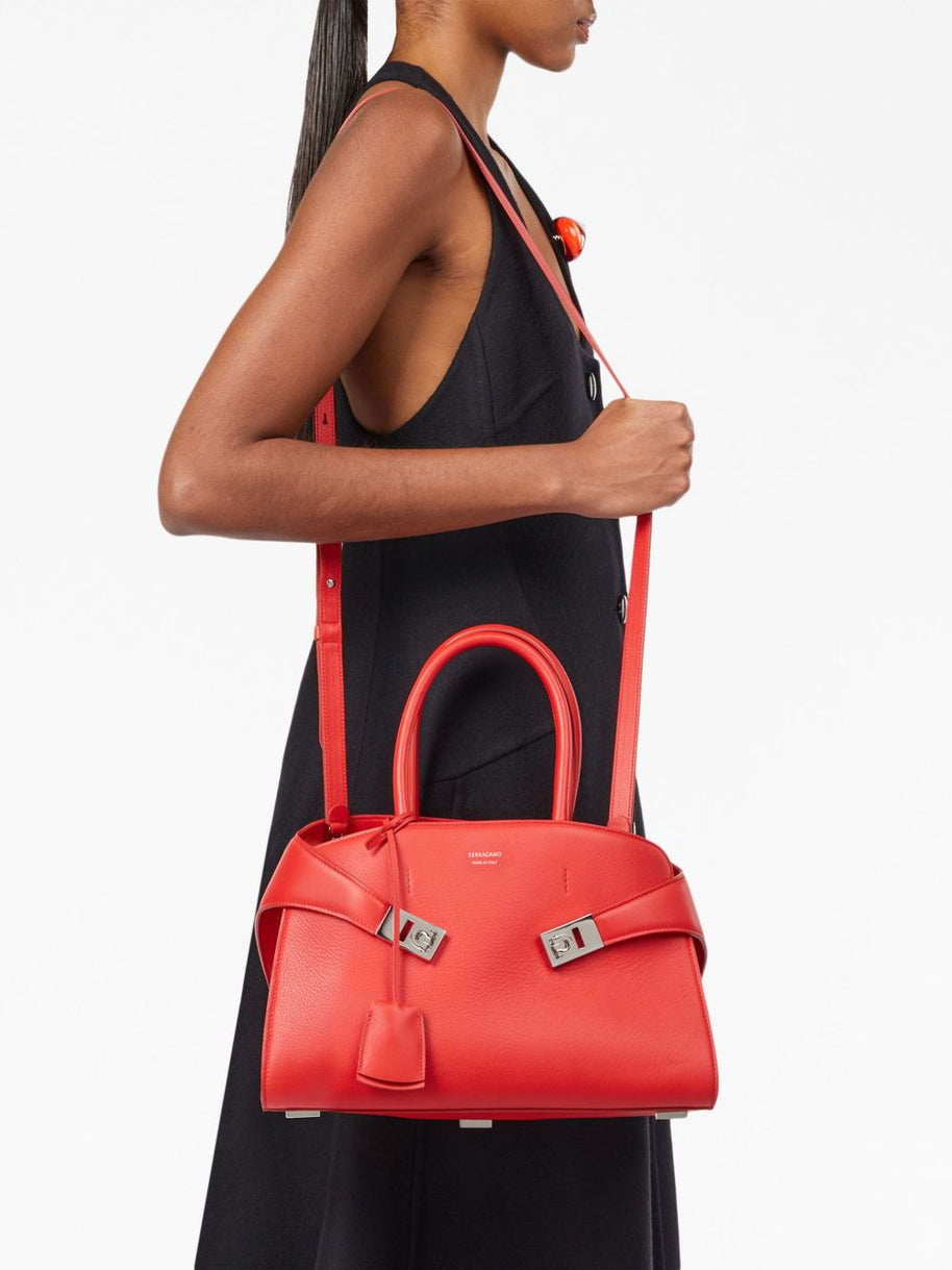 Ferragamo Hug Small Leather Tote Bag - Red