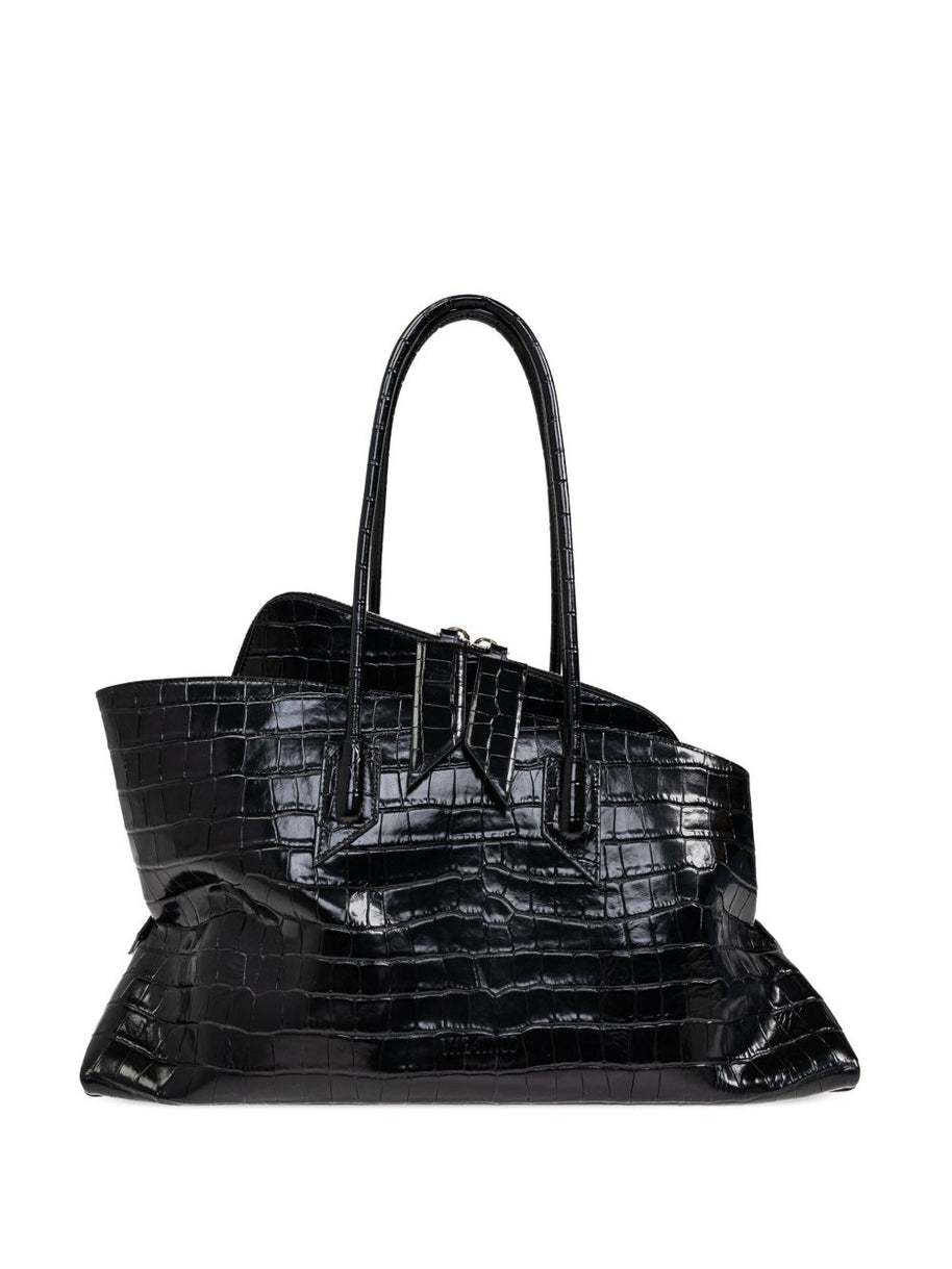 The Attico Crocodile-effect La Passeggiata Medium Leather Shoulder Bag