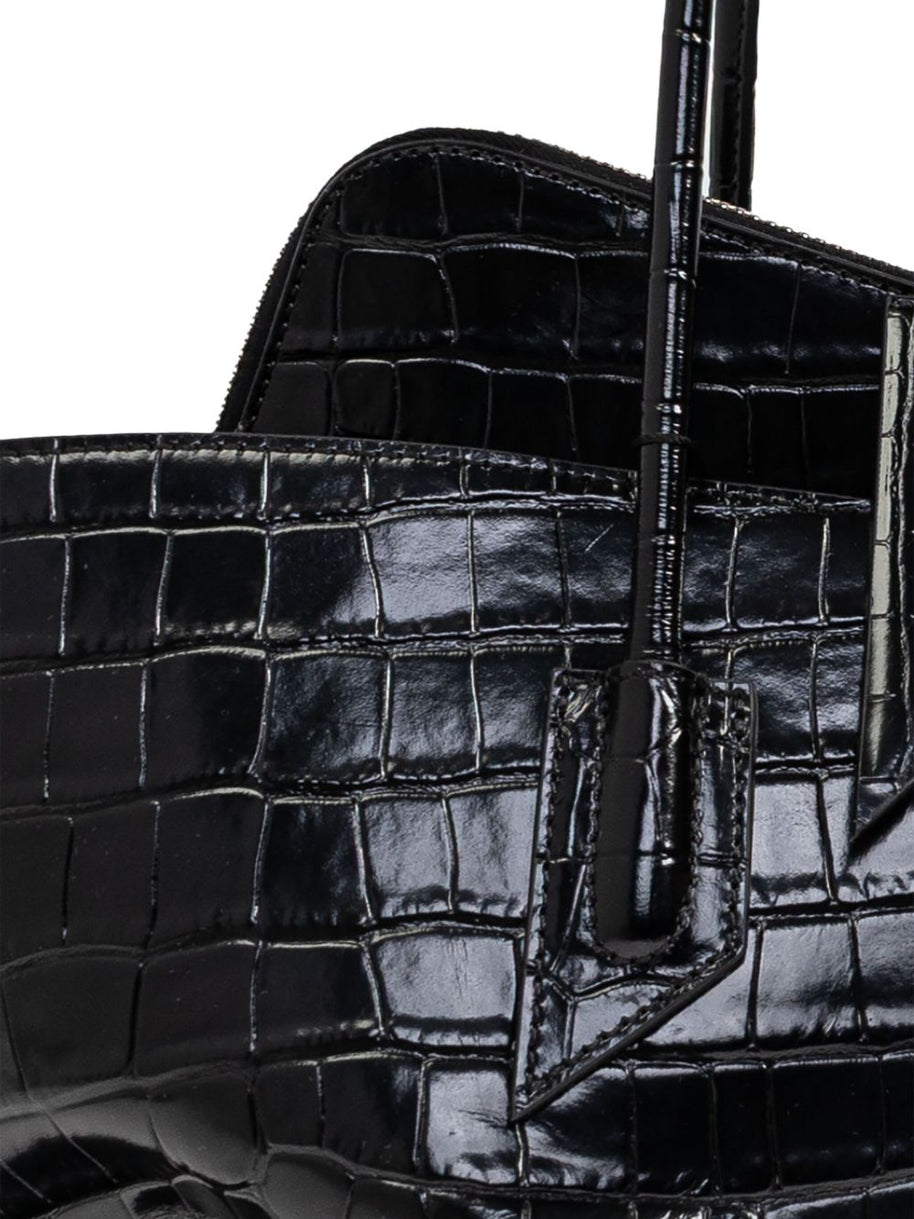The Attico Crocodile-effect La Passeggiata Medium Leather Shoulder Bag