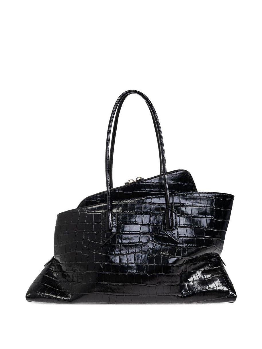 The Attico Crocodile-effect La Passeggiata Medium Leather Shoulder Bag