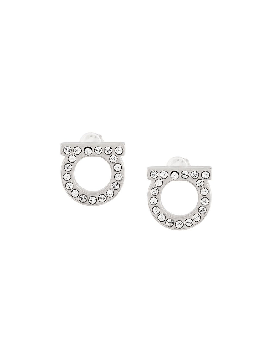 Ferragamo Gancini Crystal S Earrings - Silver