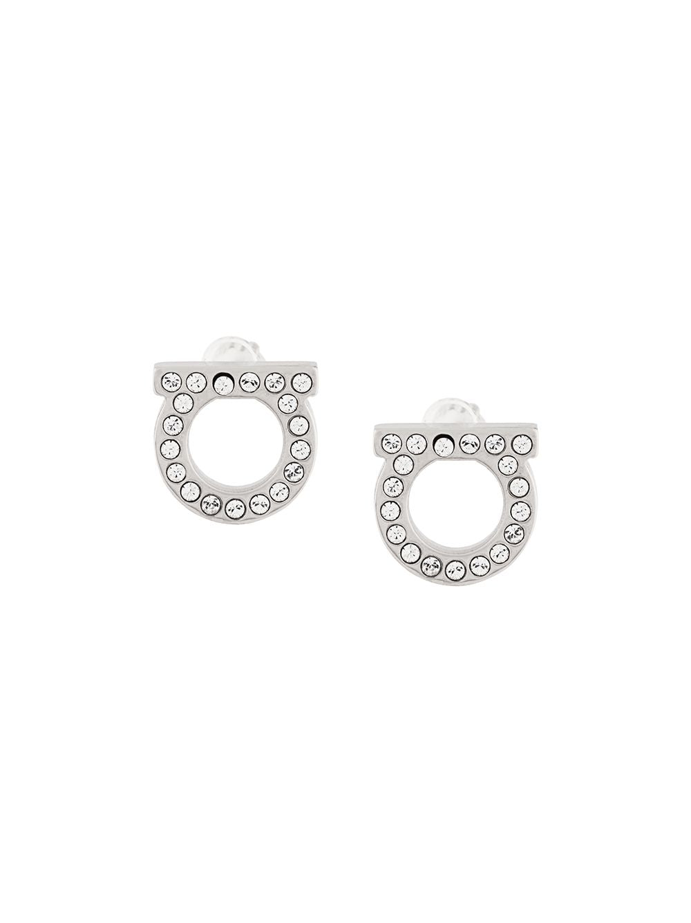 Ferragamo Gancini Crystal S Earrings - Silver