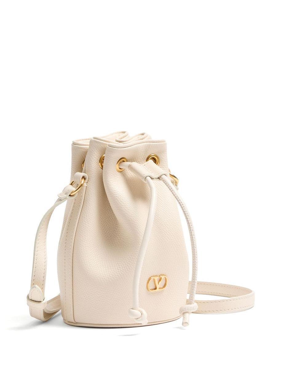 Valentino Garavani VLogo Signature Mini Leather Bucket Bag - Ivory