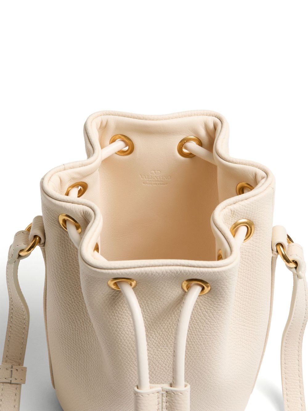 Valentino Garavani VLogo Signature Mini Leather Bucket Bag - Ivory